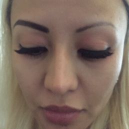 L= after with make up  R= microblading with Tammy Paid $495 w/ one touch up, $75 if I want to do another. What do you think?