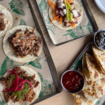 K Pasa - Top left: Steak Taco Bottom Left: Carnitas Taco Top Right: Octopus Taco Bottom Right: Three Cheese Steak Quesadilla - Tacos Near Me - Sag Harbor, New York K Pasa - Top left: Steak Taco Bottom Left: Carnitas Taco Top Right: Octopus Taco Bottom Right: Three Cheese Steak Quesadilla - Tacos Near Me - Sag Harbor, New York