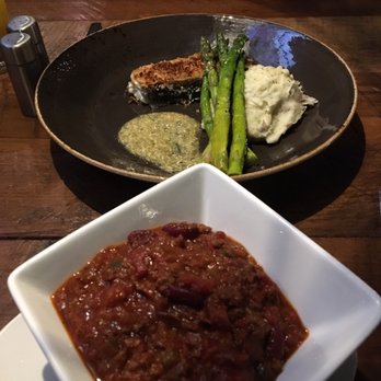 Montezuma Roadhouse - Chili (bottom) and mahi mahi (top) - Steakhouses Near Me - Keystone, Colorado Montezuma Roadhouse - Chili (bottom) and mahi mahi (top) - Steakhouses Near Me - Keystone, Colorado