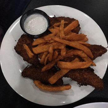 South Lyon Hotel - Coconut chicken tenders, pineapple dipping sauce, sweet potato fries. The regular tenders are better - Bars Near Me - South Lyon, Michigan South Lyon Hotel - Coconut chicken tenders, pineapple dipping sauce, sweet potato fries. The regular tenders are better - Bars Near Me - South Lyon, Michigan
