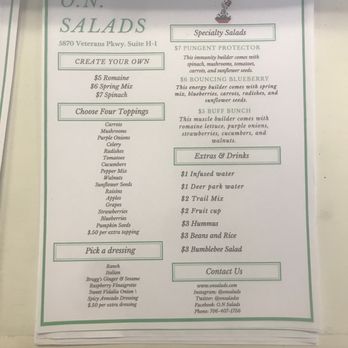 ON Salads - Menu - Salad Near Me