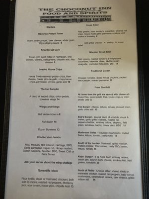 Menu photo 2 Choconut Inn Friendsville, PA Menu photo 2 Choconut Inn Friendsville, PA
