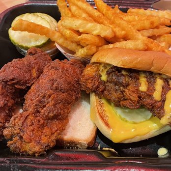 Dave's Hot Chicken - Half and Half with Fries - Chicken Shop Near Me - Glendale, California Dave's Hot Chicken - Half and Half with Fries - Chicken Shop Near Me - Glendale, California