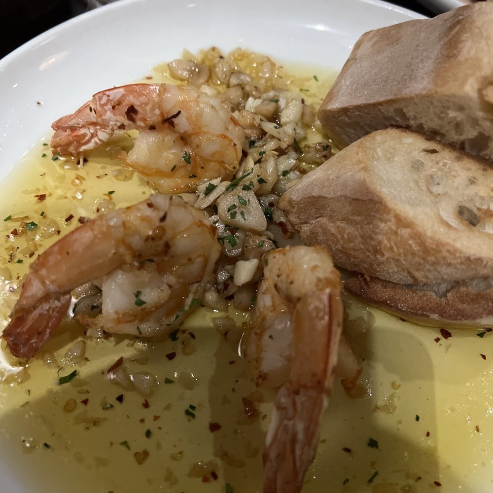 Costa Brava Bistro - Jumbo Shrimp sautéed with Roasted & Fresh Garlic in Olive Oil - Spanish Near Me - Bellaire, Texas