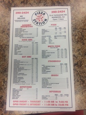 Menu photo 1 Pizza Station Marmora, NJ Menu photo 1 Pizza Station Marmora, NJ