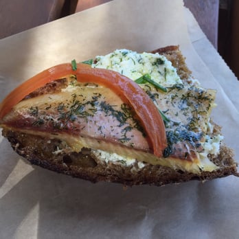 Cookbook - Echo Park - Smoked Trout with Herbed Ricotta Cheese on wheat. Yummy! - Fruits & Veggies Near Me - Los Angeles, California