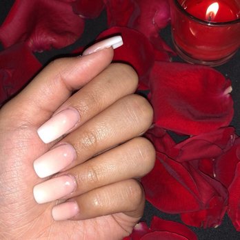 Violet Nails - Ombré French Tip style, square shape, clear gel top coat, and crystal/acrylics underneath, and a full set of tips = $60 (around) - Nail Salons Near Me - Union, New Jersey Violet Nails - Ombré French Tip style, square shape, clear gel top coat, and crystal/acrylics underneath, and a full set of tips = $60 (around) - Nail Salons Near Me - Union, New Jersey
