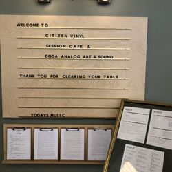 Citizen Vinyl - Session Cafe food menu and music notices
