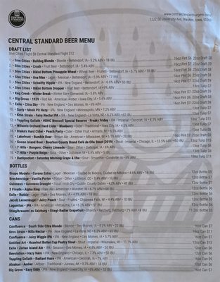 Menu photo 2 Central Standard Waukee, IA