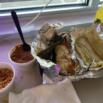 Mota Tacos - Tamales with a side of rice and beans - Tacos Near Me - Indianapolis, Indiana