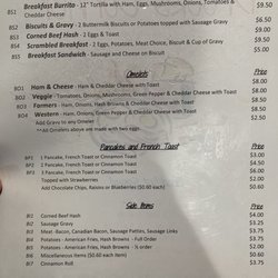 Brooks Corner - Breakfast menu