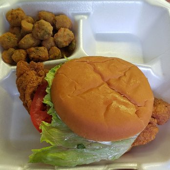 Hilltop Country Store - Fish Sandwich with fried okra - Convenience Stores Near Me - Tallahassee, Florida