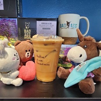 Bad Ass Coffee - Three Waves Latte: caramel, coconut, and macadamia flavors with Coconut Milk! Yum! - Coffee & Tea Near Me - Honolulu, Hawaii