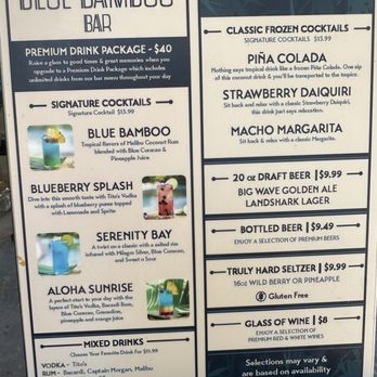 Discovery Cove - Blue Bamboo Bar Menu - Amusement Parks Near Me - Orlando, Florida Discovery Cove - Blue Bamboo Bar Menu - Amusement Parks Near Me - Orlando, Florida