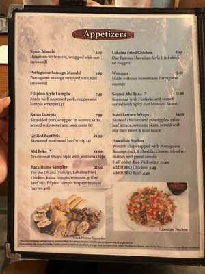 Menu photo 4 Back Home In Lahaina Carson, CA