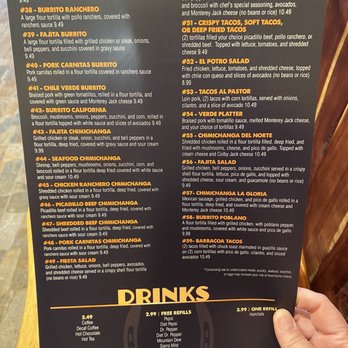 El Potro - Back of lunch menu. - Mexican Near Me - Lee's Summit, Missouri