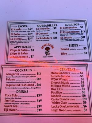 Menu photo 1 Revolución Tacos + Cantina Phoenix, AZ Menu photo 1 Revolución Tacos + Cantina Phoenix, AZ