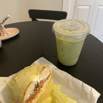 Twisted St. Cafe - Smoked Salmon Bagel with Matcha Latte (oat milk) - Breakfast & Brunch Near Me - San Francisco, California Twisted St. Cafe - Smoked Salmon Bagel with Matcha Latte (oat milk) - Breakfast & Brunch Near Me - San Francisco, California