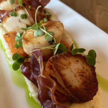 Bleu Restaurant & Lounge - Medium plate, daily special - scallops on bed of salsify roots. - New American Near Me - De Pere, Wisconsin Bleu Restaurant & Lounge - Medium plate, daily special - scallops on bed of salsify roots. - New American Near Me - De Pere, Wisconsin