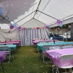 Yulis Jumpers Party Rentals - I rented their tarp, chairs, and tables. All very nice and clean. They set up the tarp really fast and were able to accommodate it for us.