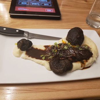 Brix 27 - Short Rib, mushrooms on top of mash potatoes. - Wine Bars Near Me - Martinsburg, West Virginia Brix 27 - Short Rib, mushrooms on top of mash potatoes. - Wine Bars Near Me - Martinsburg, West Virginia