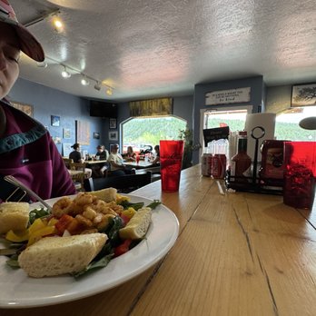 San Juan Eatery - Shrimp salad and inside restaurant - Burgers Near Me - Pagosa Springs, Colorado San Juan Eatery - Shrimp salad and inside restaurant - Burgers Near Me - Pagosa Springs, Colorado