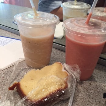 Wrap-N-Run - Melon gone banana smoothie, tropical smoothie, and lemon pound cake. All great! - Burgers Near Me - New York, New York Wrap-N-Run - Melon gone banana smoothie, tropical smoothie, and lemon pound cake. All great! - Burgers Near Me - New York, New York