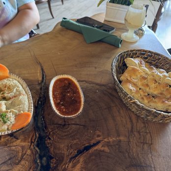 Chef's Table - Hummus, spicy dipping sauce and home made pretzel bread.  It was to die for.  I couldn't get enough. - Turkish Near Me - Helotes, Texas