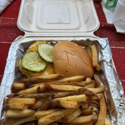 Burger and fries