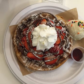 Sweet Berry - Nutella strawberry waffle and Birthday Cake gelato - Ice Cream & Frozen Yogurt Near Me - Fairfax, Virginia