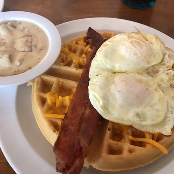 Monkey Business Cafe - Egg waffle sandwich.. with un-melted cheese - Sandwiches Near Me - Fullerton, California