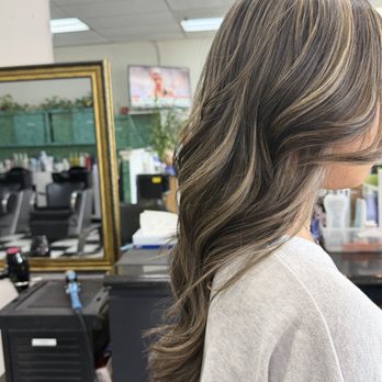 Jim's Hair Salon - Neutral blonde highlights on dark brown hair - Hair Salons Near Me - Hayward, California