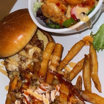 Crab Cab - Crab cake, Salmon Fries, and Shrimp Salad - Seafood Near Me - Alexandria, Virginia Crab Cab - Crab cake, Salmon Fries, and Shrimp Salad - Seafood Near Me - Alexandria, Virginia