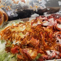 #4 CHICKEN RICE PLATTER w/ extra red sauce on the side