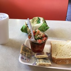 Tutti Frutti Delight - Chicken salad sandwich with the shrimp cocktail