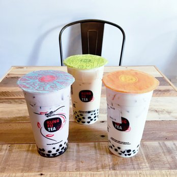 Kung Fu Tea - Large taro milk tea, almond milk tea, and winter melon milk green tea with bubbles - Bubble Tea Near Me - Richmond, Virginia