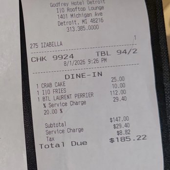 IO Godfrey Lounge - Auto gratuity - Lounges Near Me - Detroit, Michigan