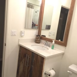 I was able to reface my vanity and made a mirror with 3 boards!! I was able to reface my vanity and made a mirror with 3 boards!!