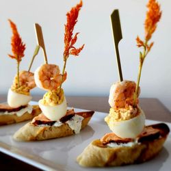 The Top Rooftop Bar & Lounge - Salmon & Crab Deviled Eggs - Rockford Rooftop Dining
