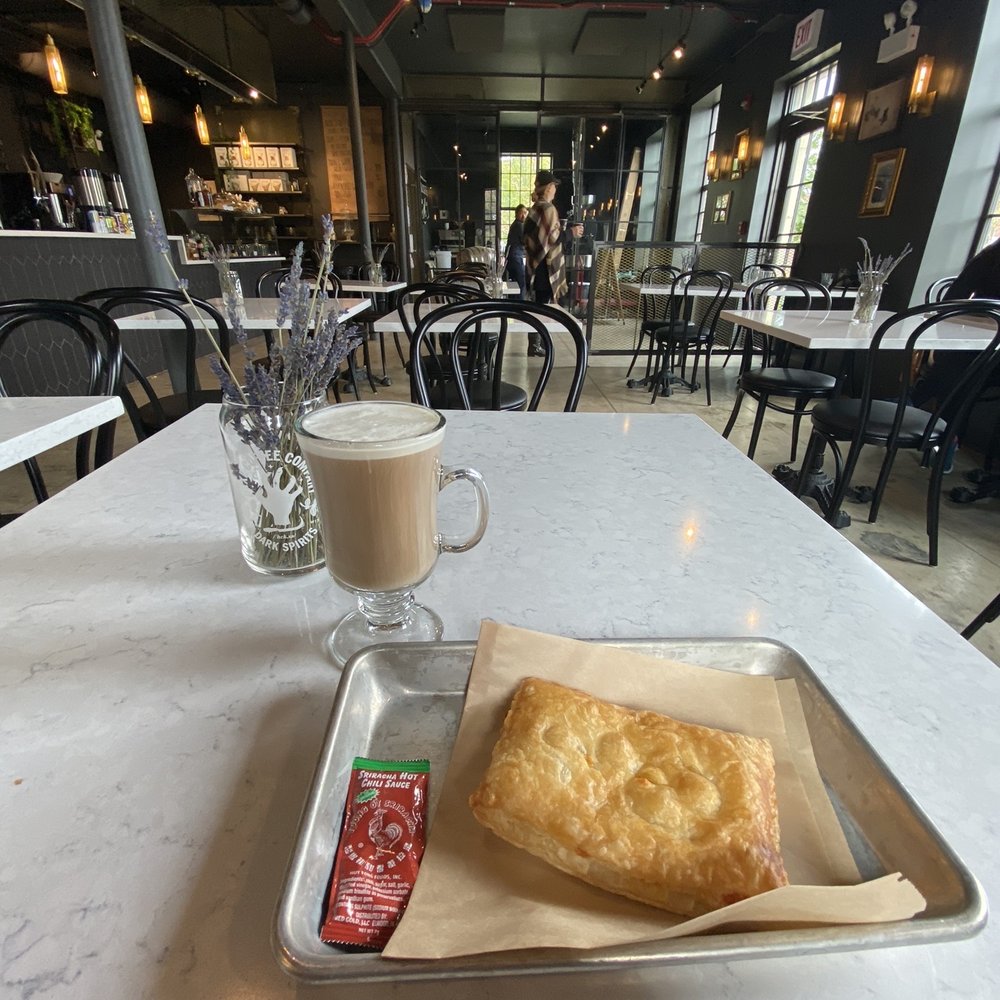 Hexe Coffee - Irish coffee and puff pastry with ham and cheese. - Coffee & Tea Near Me - Chicago, Illinois Hexe Coffee - Irish coffee and puff pastry with ham and cheese. - Coffee & Tea Near Me - Chicago, Illinois