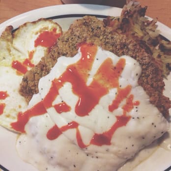 IHOP - Chicken fried steak and eggs (hot sauce added). - Breakfast & Brunch Near Me - Menifee, California