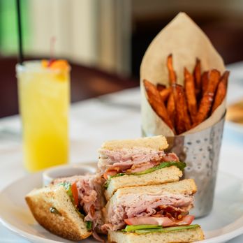 Riverview Golf & Country Club - Club Sandwich with sweet potato fries - Tennis Near Me - Redding, California Riverview Golf & Country Club - Club Sandwich with sweet potato fries - Tennis Near Me - Redding, California