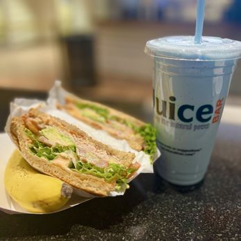 Juice Bar at LVAC - Nice Spicy Siracha sandweech ! Blue spirulina shake with protein ! Delish ! - Juice Bars & Smoothies Near Me - Las Vegas, Nevada