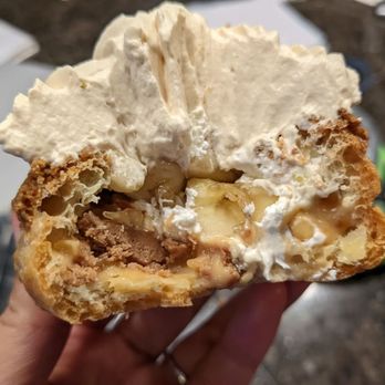 T55 Patisserie - Inside of banoffee Choux - Desserts Near Me - Bothell, Washington