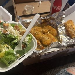 Garlic parm chicken tenders small garden salad Garlic parm chicken tenders small garden salad