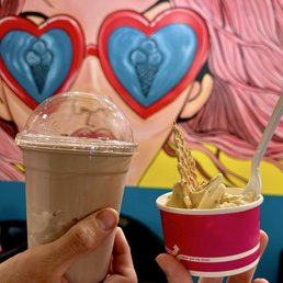 Chocolate/vanilla milkshake, scoop of butter brick Chocolate/vanilla milkshake, scoop of butter brick