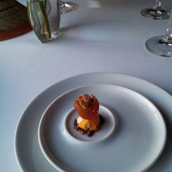Chez TJ - Peeled cherry tomato stuffed with chevre - French Near Me - Mountain View, California