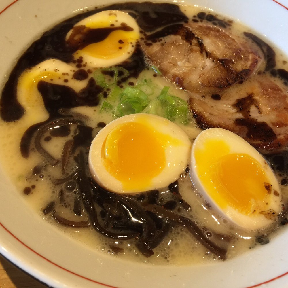 Sansotei Ramen - Black tonkatsu with extra egg. - Japanese Near Me - Markham, Ontario Sansotei Ramen - Black tonkatsu with extra egg. - Japanese Near Me - Markham, Ontario