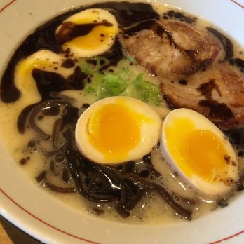 Sansotei Ramen - Black tonkatsu with extra egg. - Japanese Near Me - Markham, Ontario Sansotei Ramen - Black tonkatsu with extra egg. - Japanese Near Me - Markham, Ontario