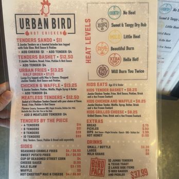 Urban Bird Hot Chicken - Menu (as of February 2024) - Chicken Shop Near Me - Round Rock, Texas Urban Bird Hot Chicken - Menu (as of February 2024) - Chicken Shop Near Me - Round Rock, Texas